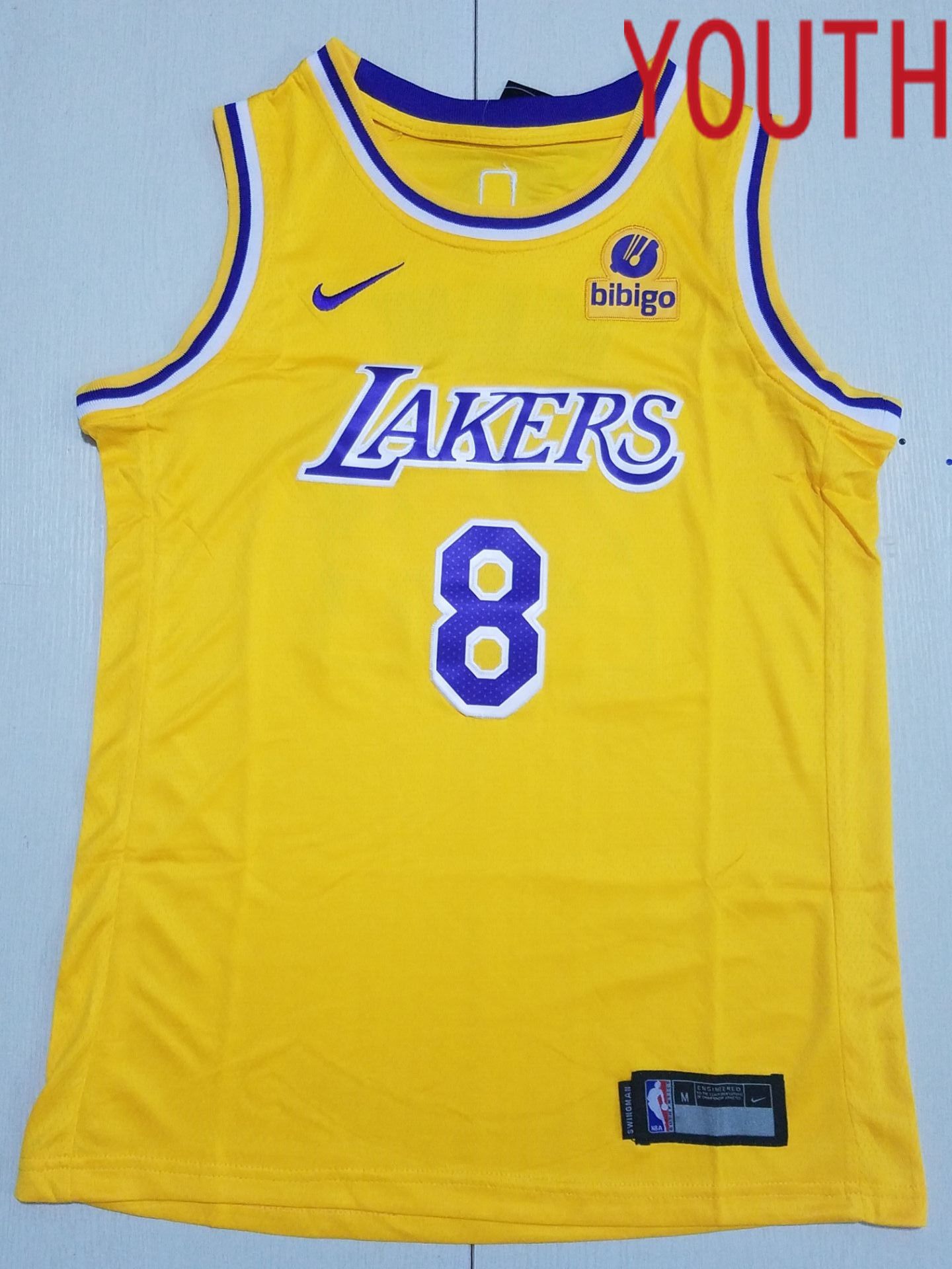Youth Los Angeles Lakers 24 Bryant and 8 Yellow Nike 2022 NBA Jersey